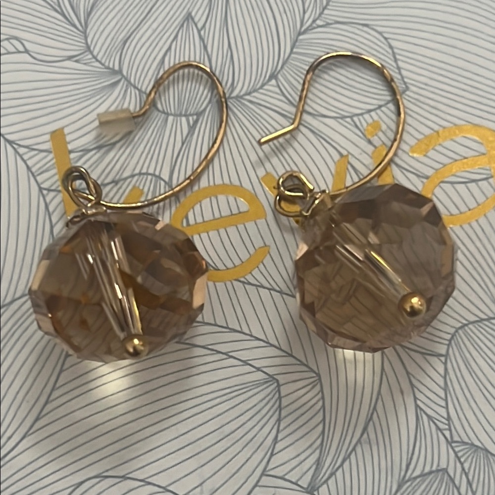 Gold and Brown Smoky Quartz Earrings‎